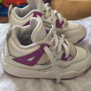 Kids White and Purple Sneakers
